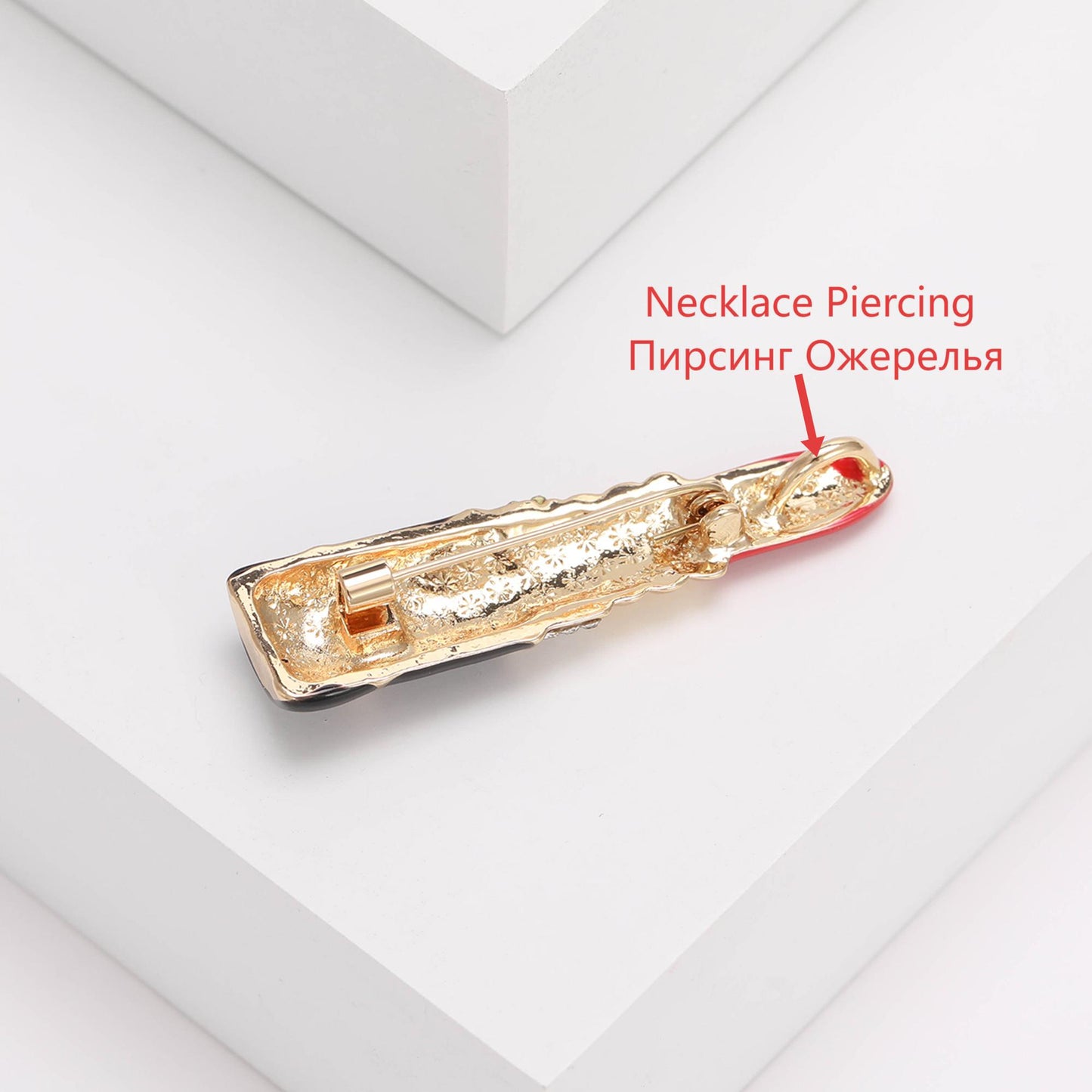 2pcs Makeup Lipstick and Lips Rhinestone Brooch Set Beauty Fashion Jewelry Pins