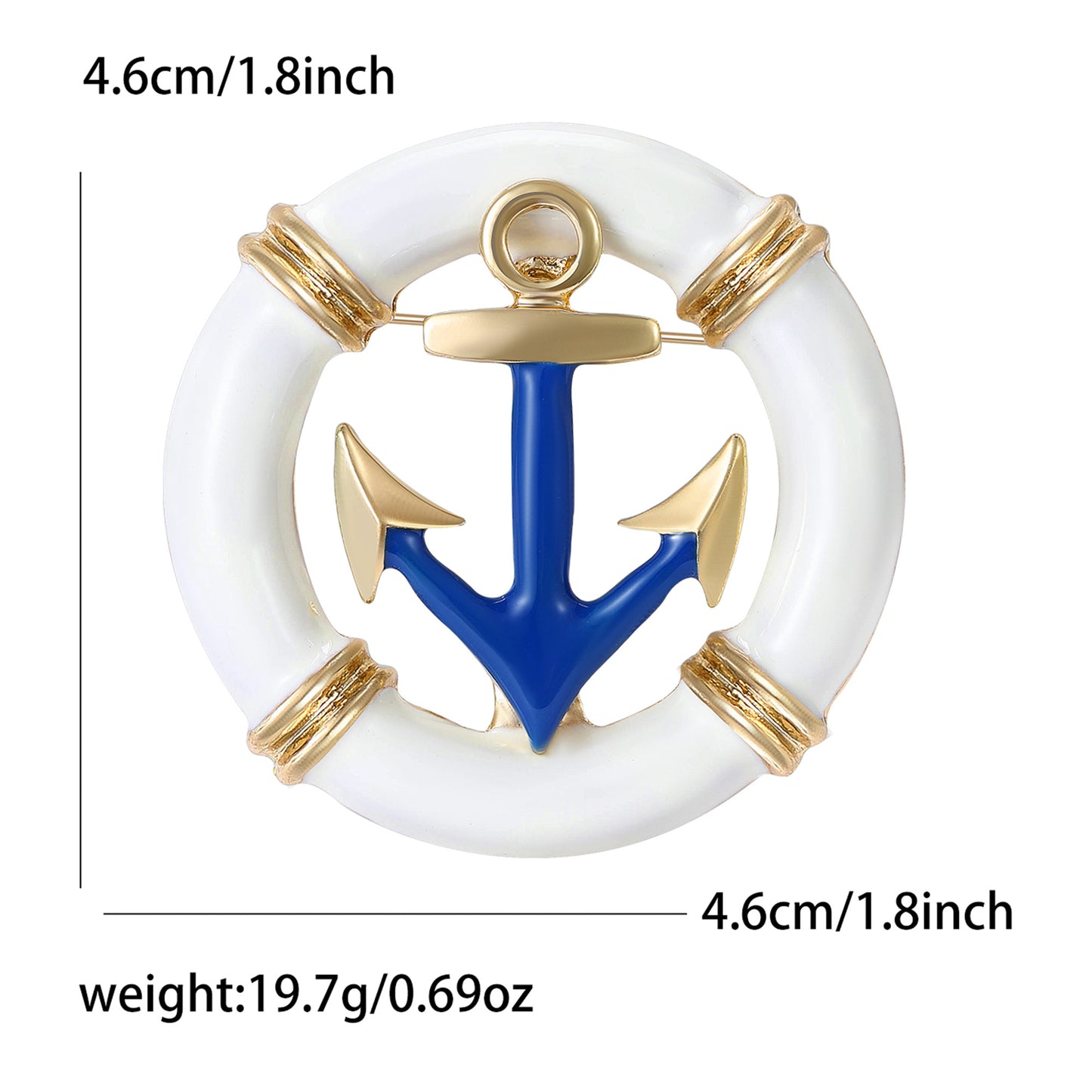Nautical Anchor Life Ring Enamel Pin Brooch Maritime Gift