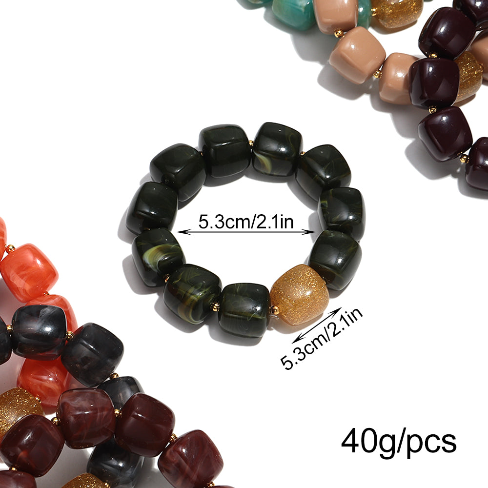 Geometric Square Bead Stretch Bracelet with Sparkling Accent