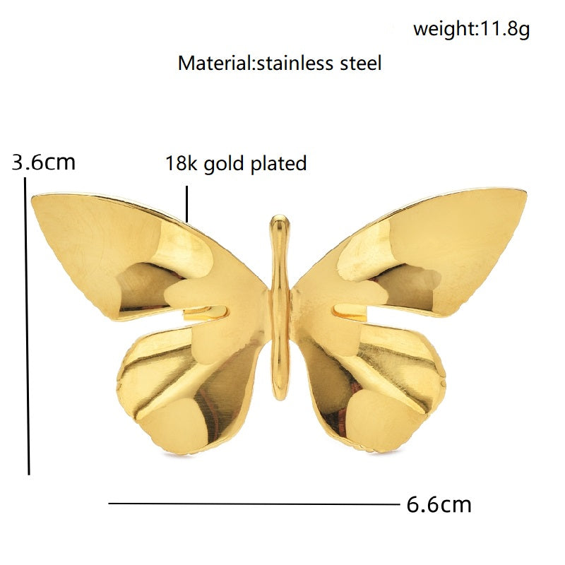 2Pcs Butterfly Brooch Set 18K Gold Silver Plated Stainless Steel Metal Pins