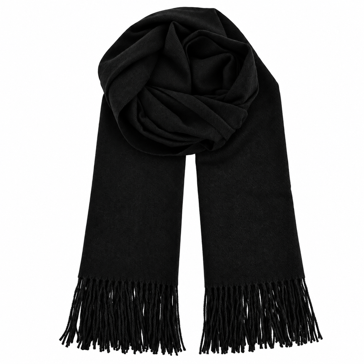 2-Piece Black & Mustard Fringe Scarf Set