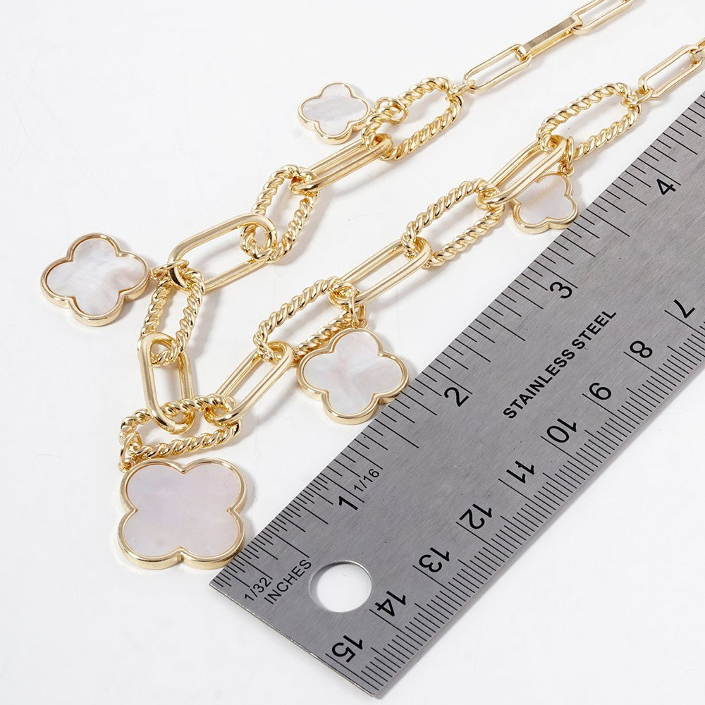 Gold Dipped Multi Quatrefoil Pendant Necklace Elegant Layered Statement Jewelry