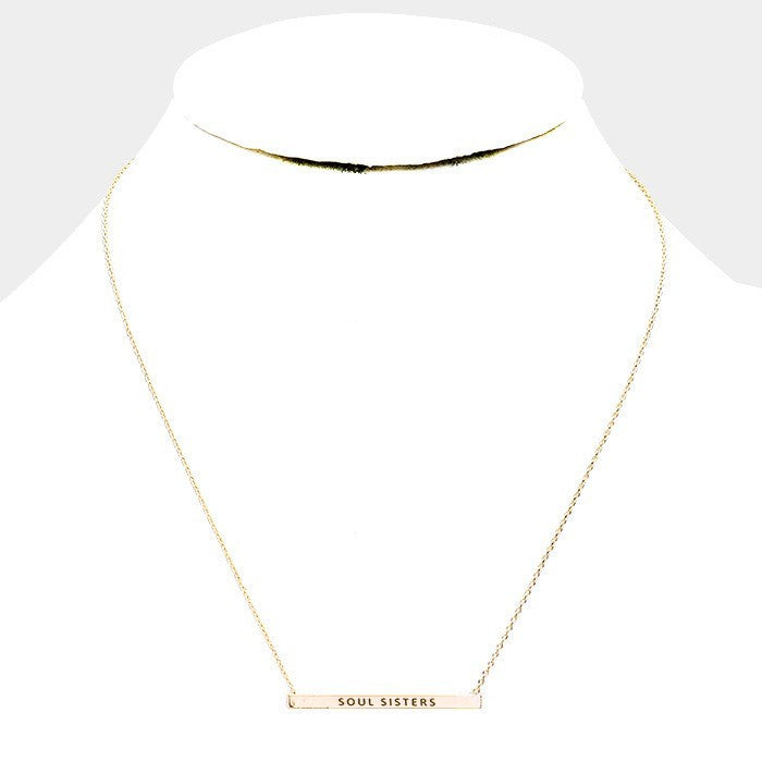 2PCS Soul Sisters Gold Dipped Bar Necklace Set Best Friend Friendship Gift 16in