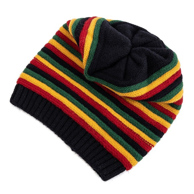 Rasta Stripe Slouchy Beanie Winter Tam Hat Reggae Hippie Knit Cap