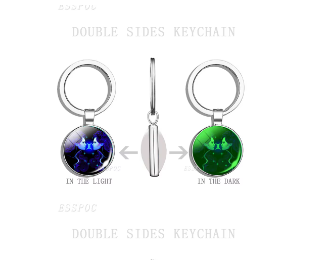 Luminous Zodiac Sign Glass Ball Pendant Keychain Constellation Gemini Jewelry