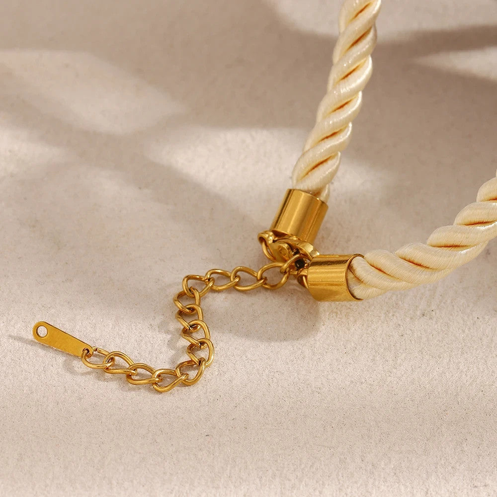 Thick Rope Starfish Pendant Necklace Stainless Steel Woven Beach Summer Jewelry