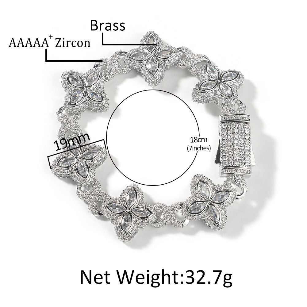 Iced Out Marquise Clover Bracelet | 5A+ Zircon Hip Hop Jewelry