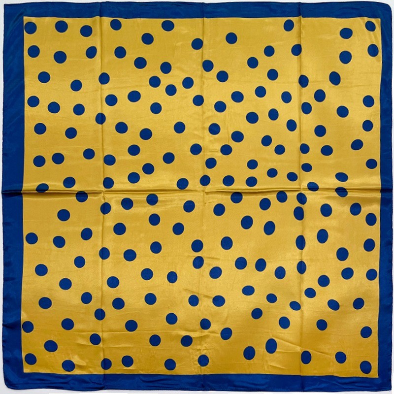 35 Inch Polka Dot Print Imitation Silk Scarf for Women Head Scarves Yellow