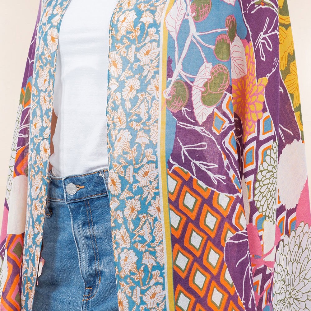 Bohemian Floral Print Multi-Pattern Lightweight Scarf One Size Accessory
