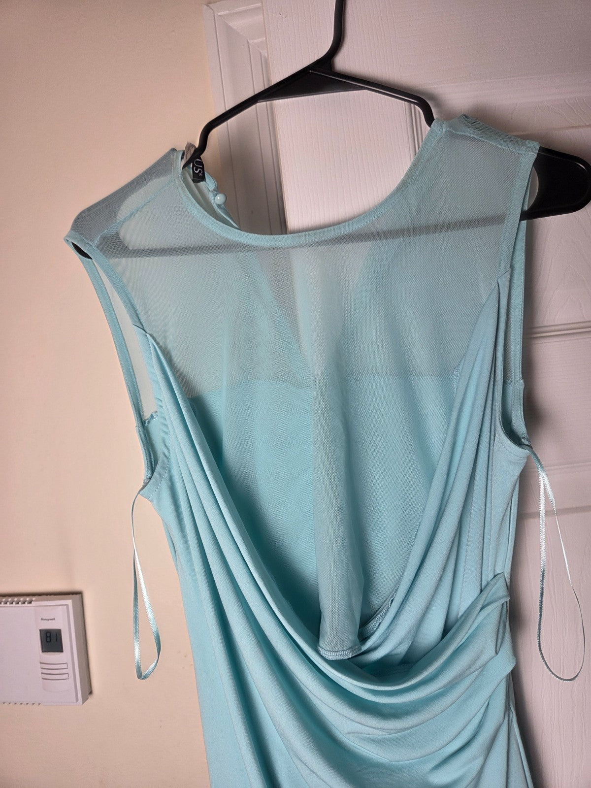 Venus Women Mint Green Mesh Bodice Midi Dress Sleeveless Fit Flare Size M