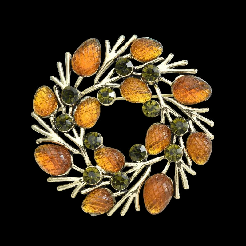 Antique-Style Acorn & Leaf Brooch Pin Autumn Jewelry Gift