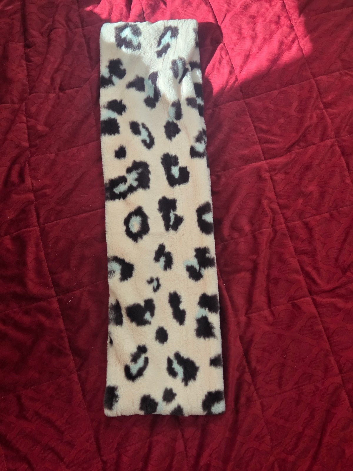 Faux Fur Leopard Print Infinity Scarf Snood Cream Blue Black Women's NWT