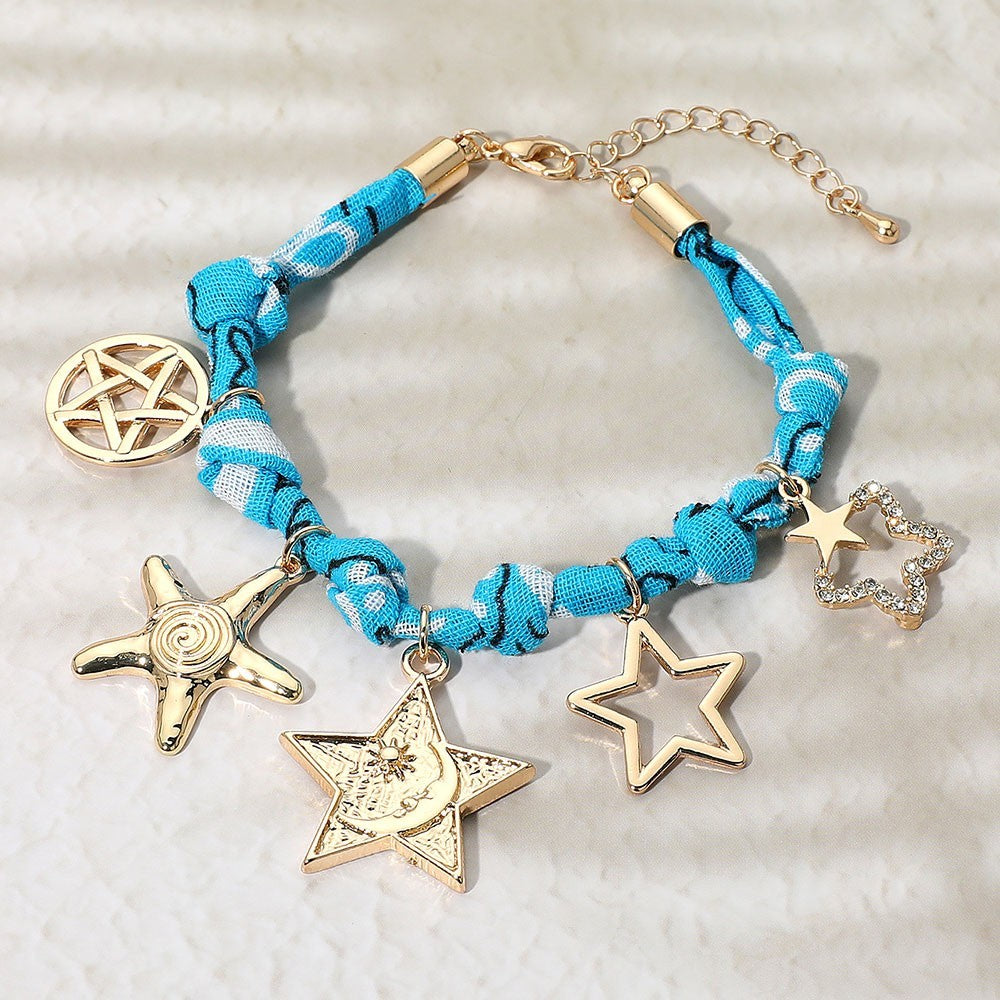 Star Charm Scarf Wrap Fabric Chain Bracelet Women’s Fashion Jewelry