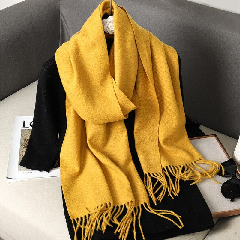 Super Soft Cashmere Feel Acrylic Scarf Wrap Burgundy Yellow Long Fringe