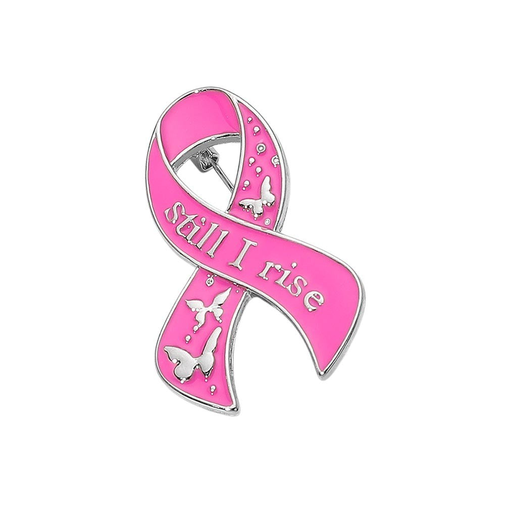 Pink Ribbon Still I Rise Enamel Pin Brooch Breast Cancer Awareness Survivor Gift