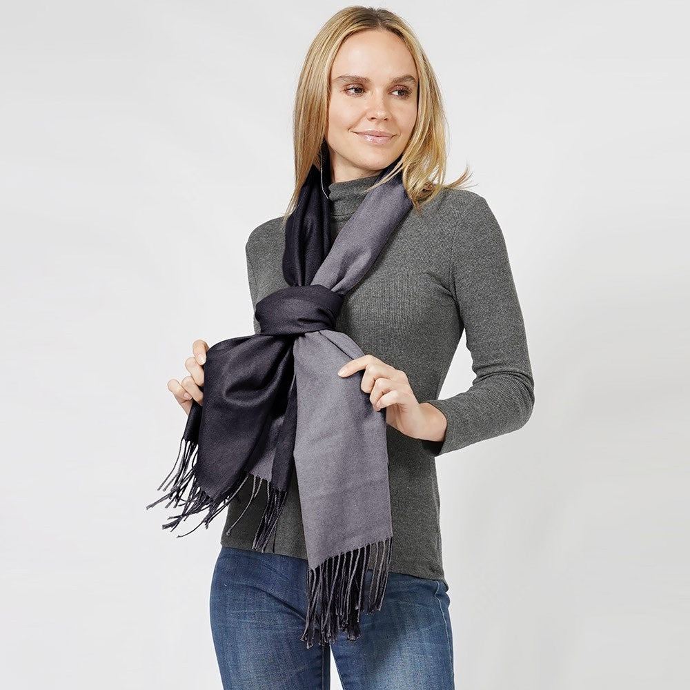 Reversible Solid Shawl Wrap Oblong Scarf for Women Soft Lightweight Two Tone