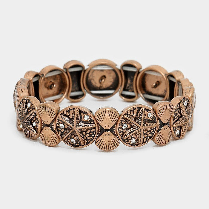 Starfish Stretch Bracelet Silver Tone Beach Nautical Jewelry for Women Gift