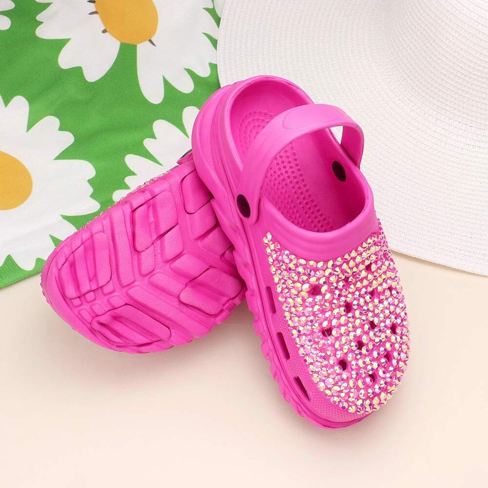 Bling Solid Rubber Sandals Women’s Slip-On Summer Beach Slides Casual Shoes 6.5