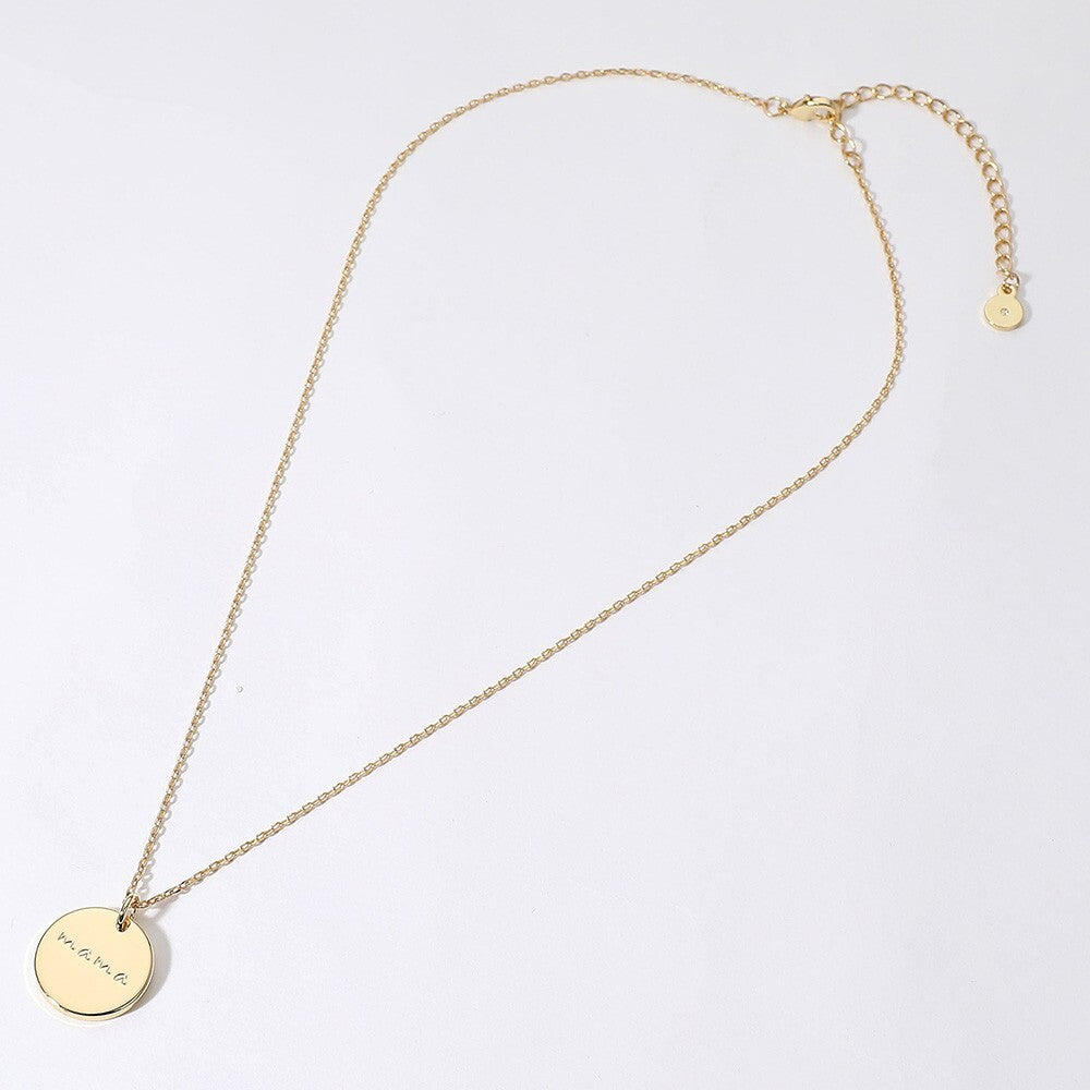 14K Gold Dipped MAMA Engraved Disc Pendant Necklace Gift for Mom or Mama