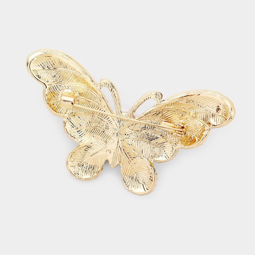 2pcs Crystal Butterfly Brooch Set Pearl Inlay Enamel Fashion Pins 2 Colors