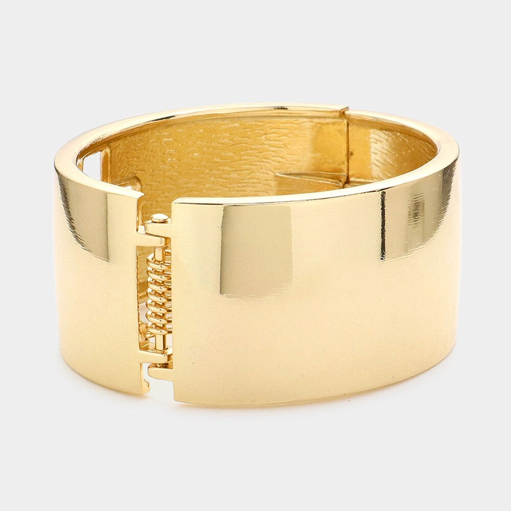 Women's Gold Tone Hinged Bangle Bracelet Square Cross Metal Faith Jewelry