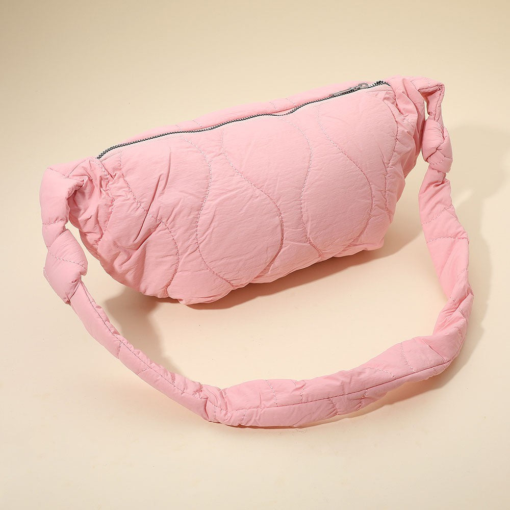 Pink Quilted Shoulder Bag Crossbody Puffer Purse Lightweight Everyday Tote