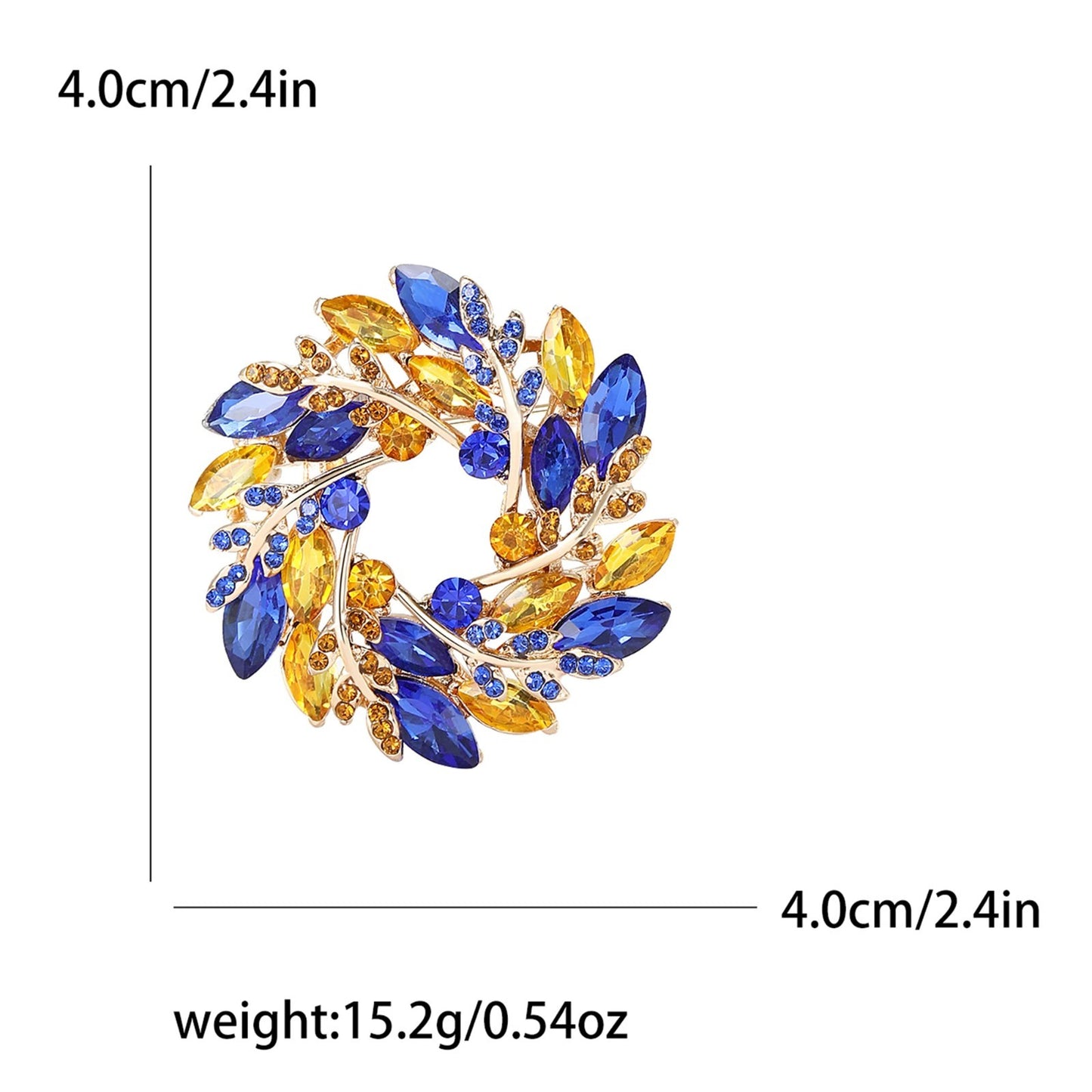 2pcs Flower Wreath Brooch Pin Rhinestone Floral Party Jewelry Gift Set
