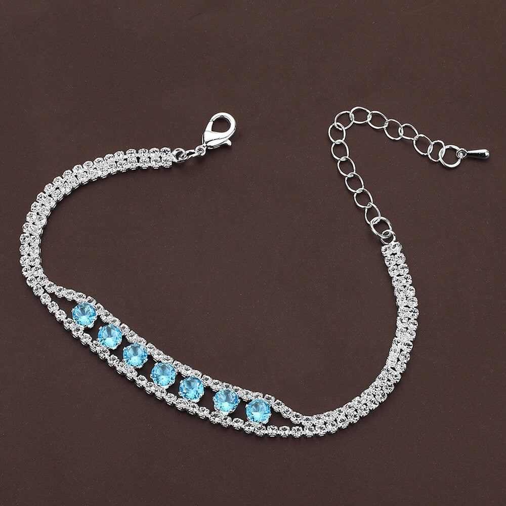 Round CZ Stone Paved Bracelet Evening Jewelry Sparkly Gift Idea for Women