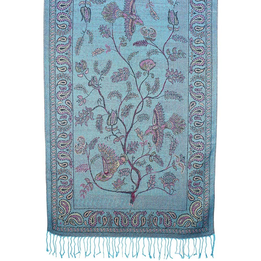 Metallic Birds Tree Paisley Pattern Pashmina Scarf Shawl Wrap for Women