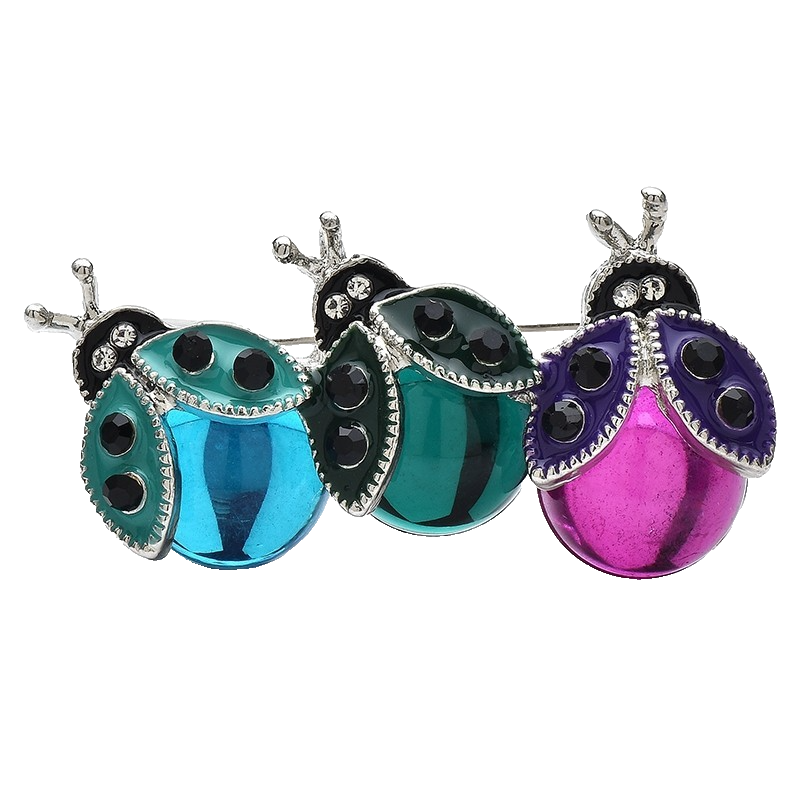 2pcs Ladybug Brooch Set Rhinestone Enamel Beetle Bug Animal Pins Fashion Jewelry
