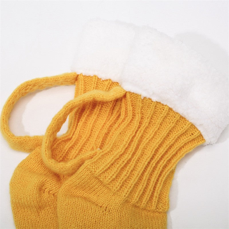 Novelty Beer Mug Socks Cozy Knitted Fleece Slipper House Shoes Funny Gift