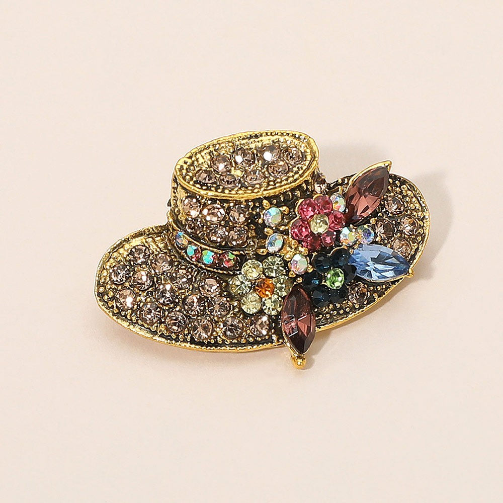 2PC Lot Multi-Color Crystal Floral Hat Brooch Pin & Pendant Gift