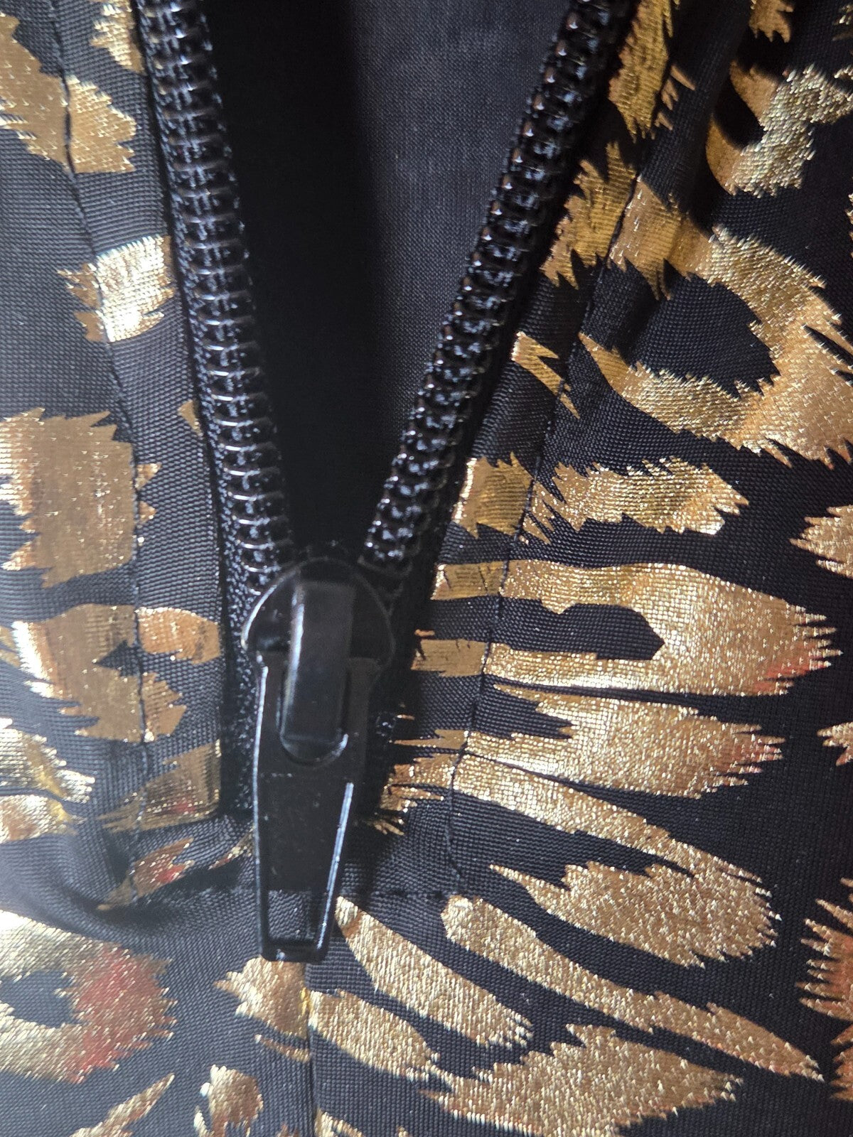 Women’s Leopard Print Bodysuit Jumpsuit Cat Costume Gold Detail Size US S/M