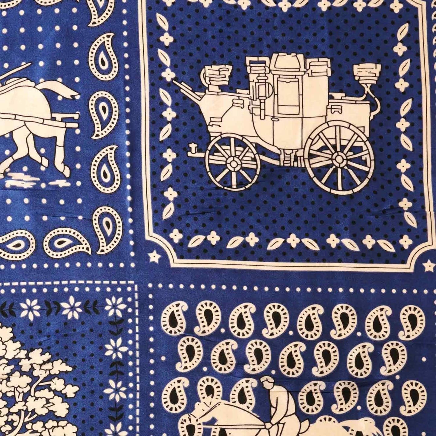 Horse Carriage Paisley Print Square Satin Scarf Women’s Fashion Accessory 25x25