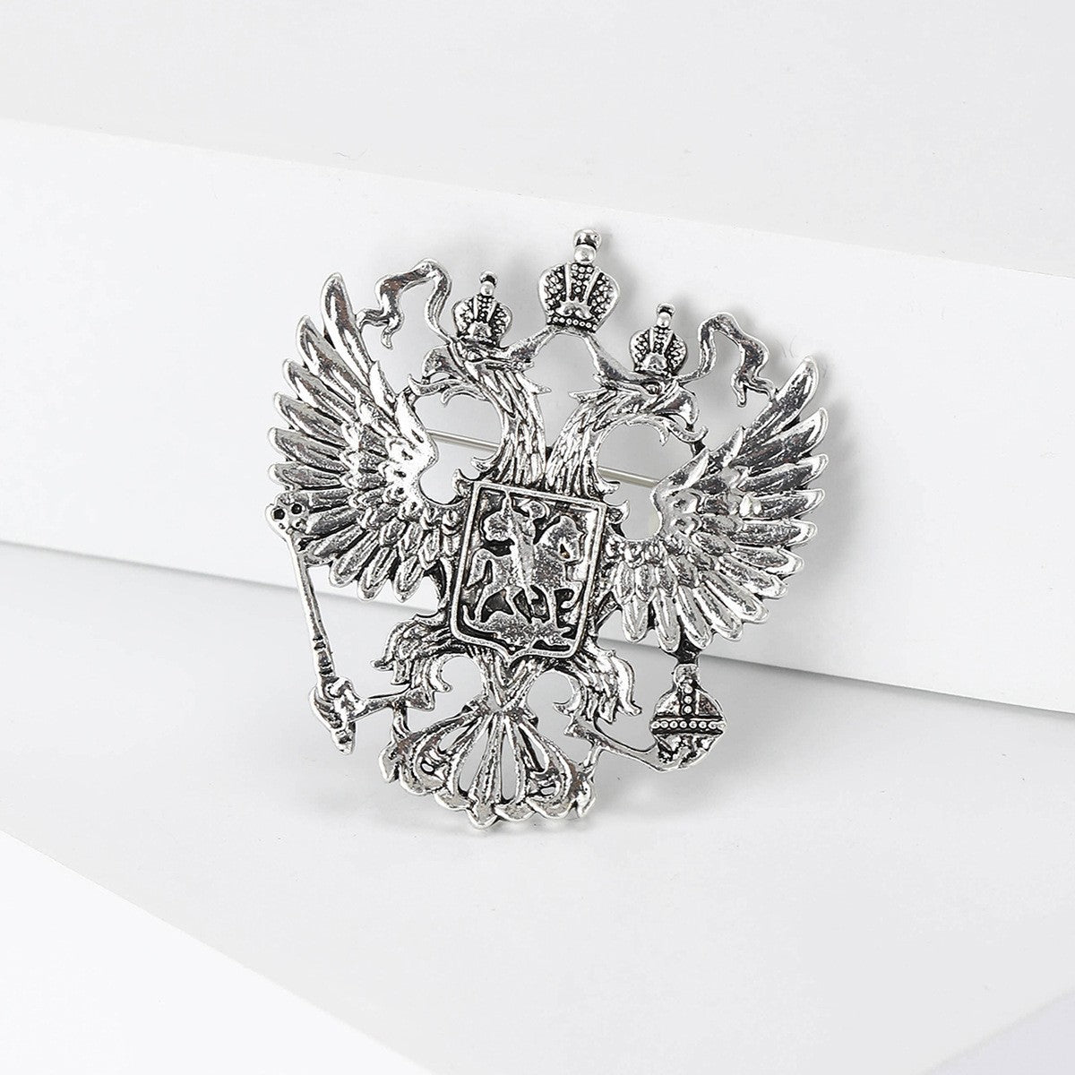 3pcs Black Gold Silver Russian Imperial Eagle Brooch Pin Set Heraldic Gift Set