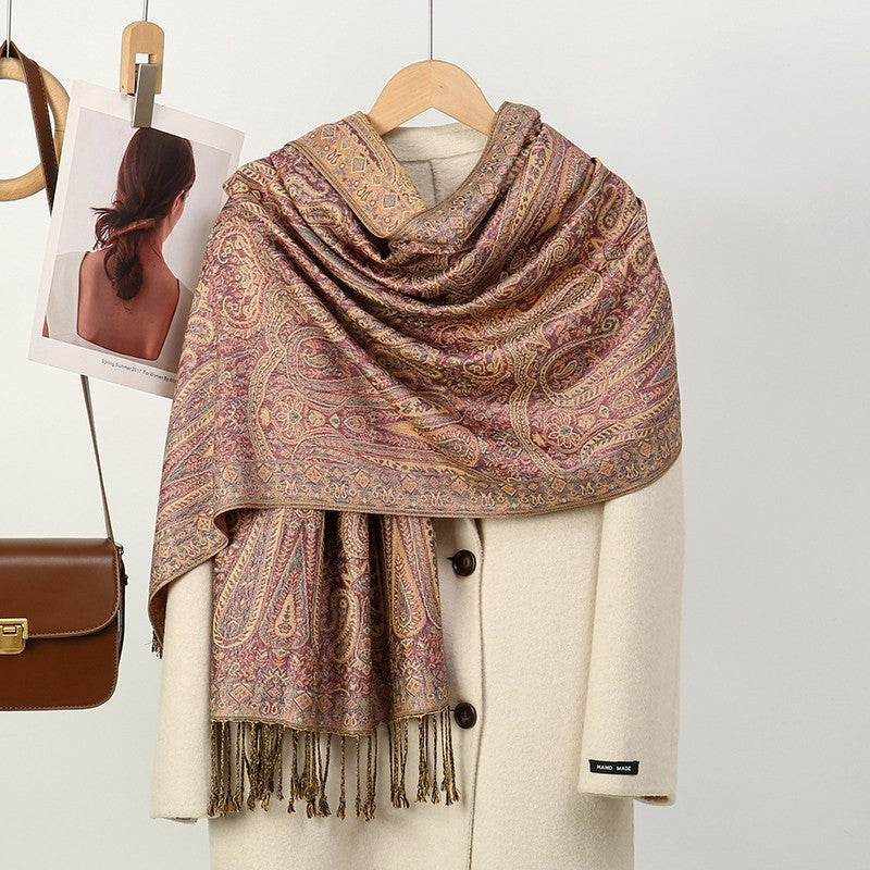 Vibrant Multicolor Cashmere Feel Polyester Paisley Shawl Wrap Scarf Gift