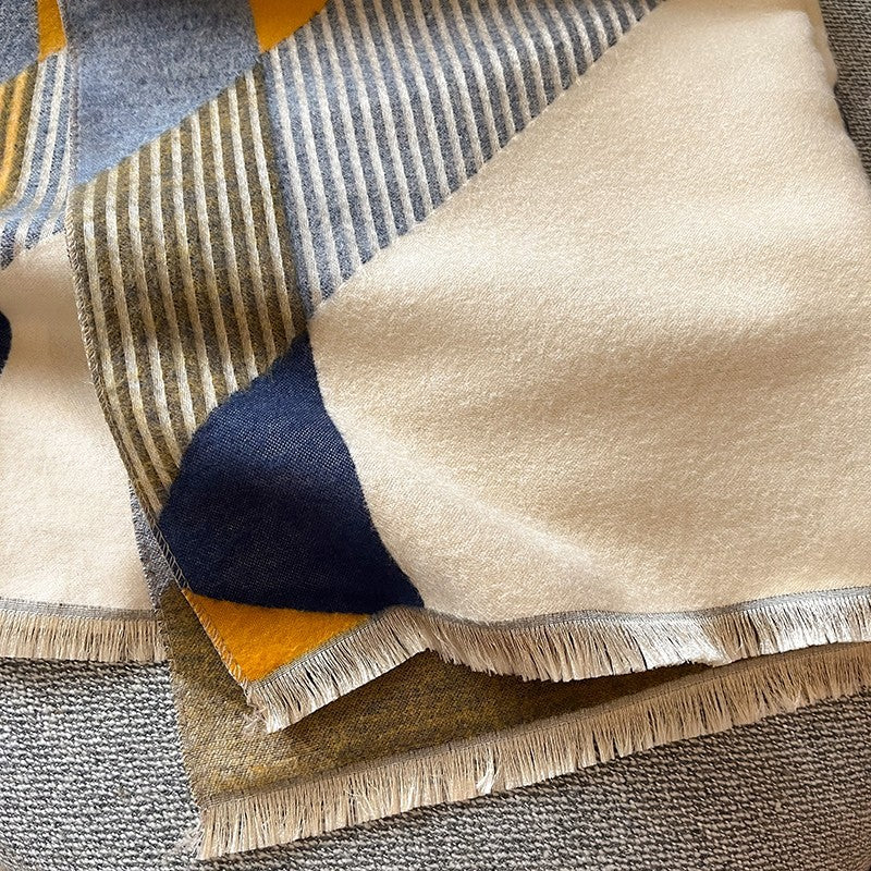 Oversized Geometric Blanket Scarf Shawl Wrap and Scarves for Women Knit Shawls