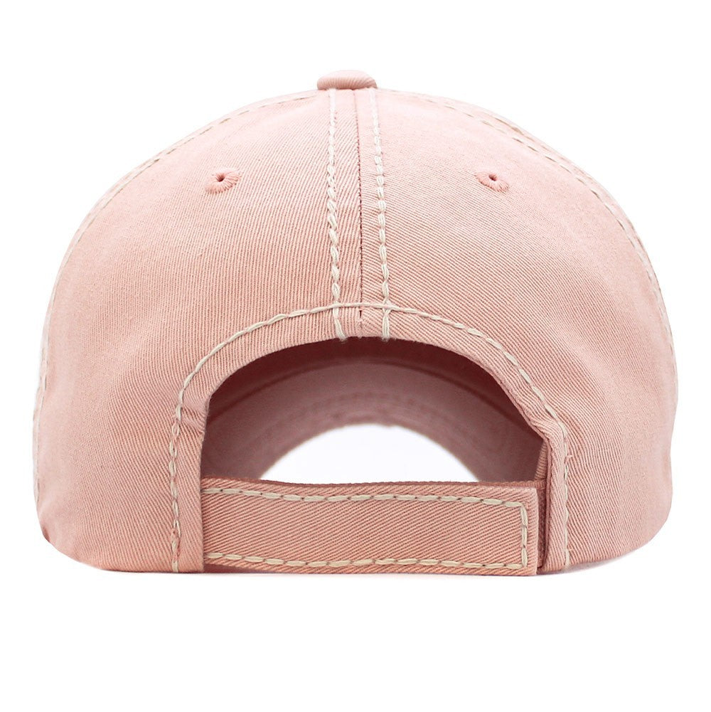 MOODY Message Cow Patch Vintage Style Baseball Cap Pink 100% Cotton Adjustable
