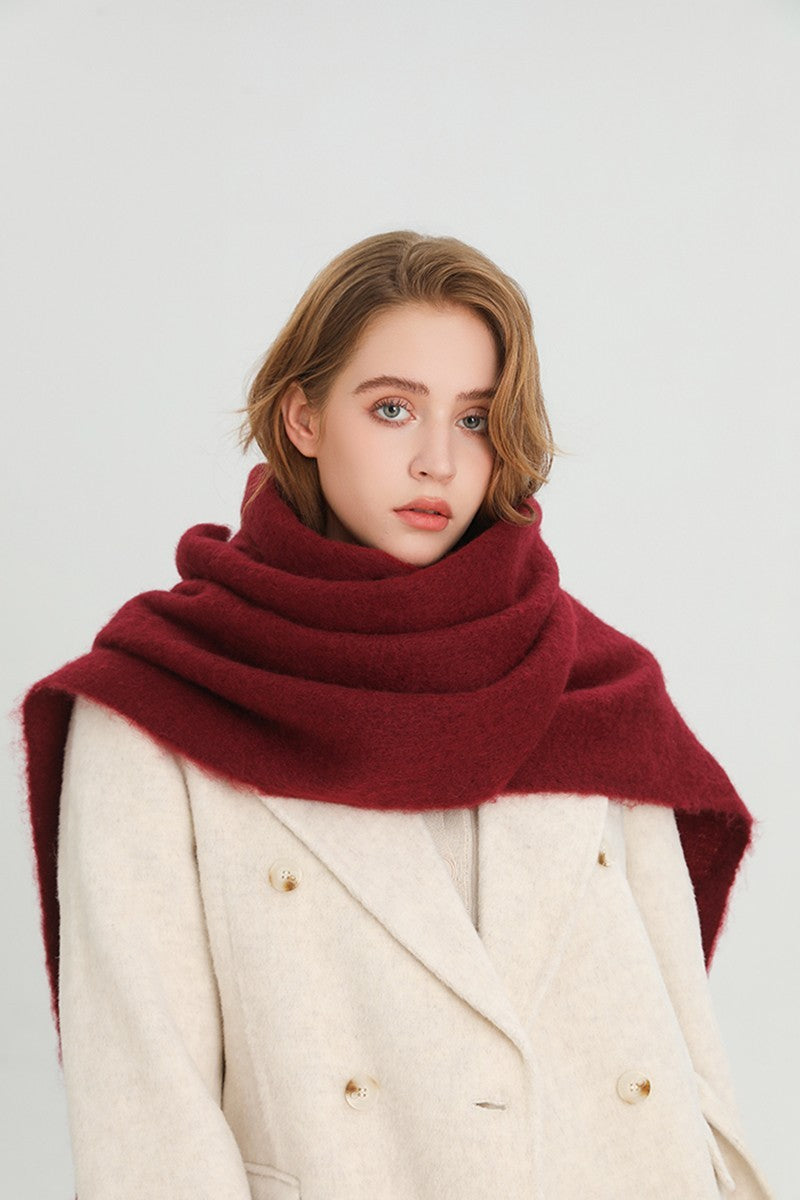 Womens Winter Cashmere Feel Pashmina Scarf Burgundy Warm Blanket Wrap Unisex
