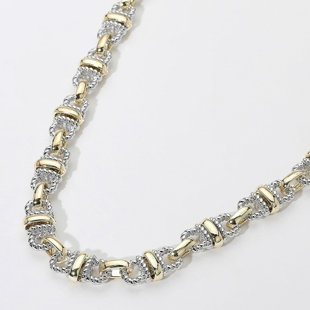 Two-Tone Gold Dipped Link Necklace 17.5" Statement Chain Jewelry for Women Men