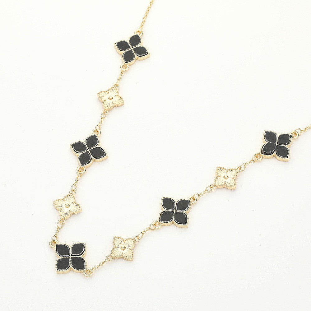 Clover Station Necklace Women’s Fashion Jewelry Elegant Gold Chain Pendant Gift