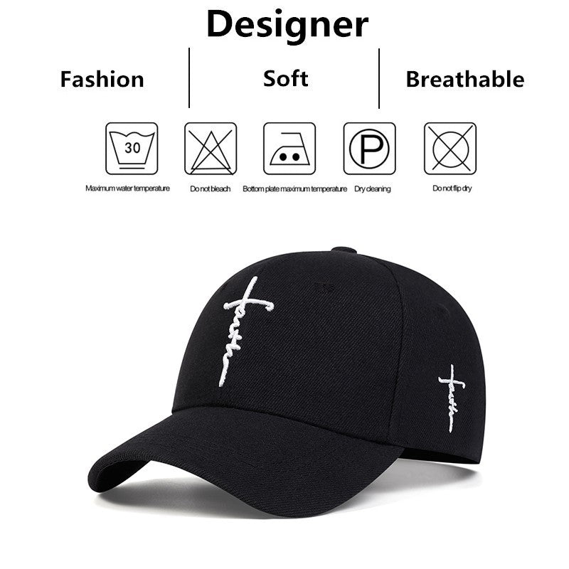 2 Pack Christian Faith Cross Baseball Cap Set Black White Embroidered Hats