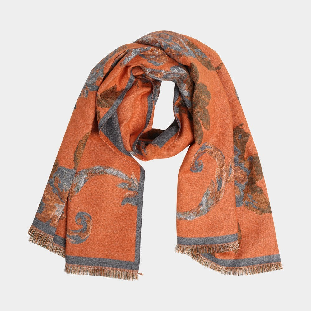 Floral Pattern Fringe Oblong Scarf Lightweight Soft Women’s Fashion Accessory