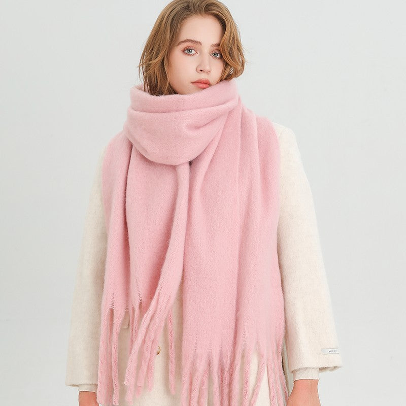 Womens Winter Cashmere Feel Pashmina Scarf Pink Warm Blanket Wrap Unisex