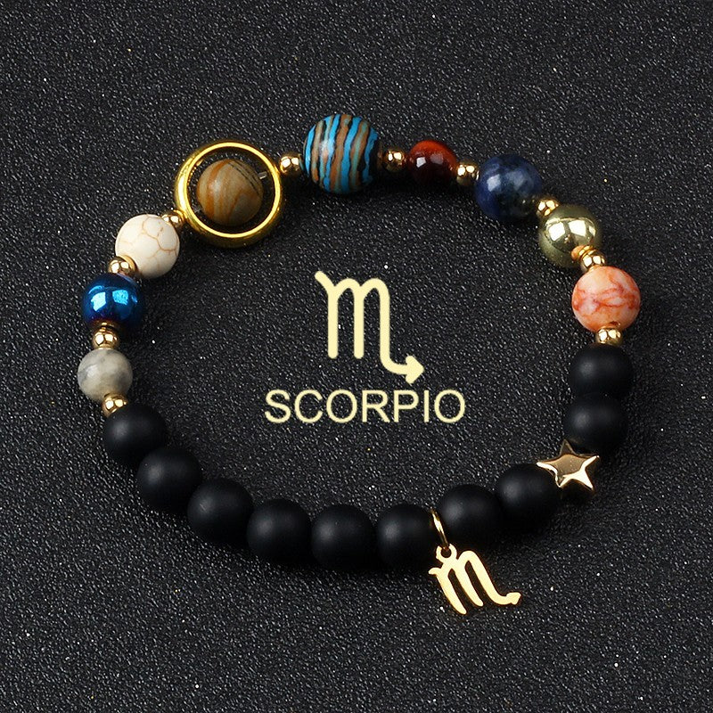 Scorpio Zodiac Bracelet – Solar System Planets Beaded Astrology Jewelry Gift