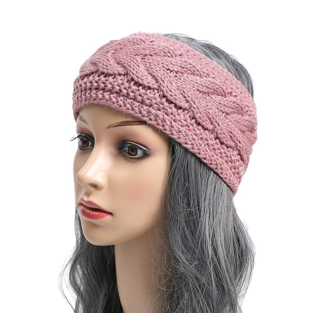 2PCS Cable Knit Headband Ear Warmers Pink Teal Fleece Lined Twisted Winter Set