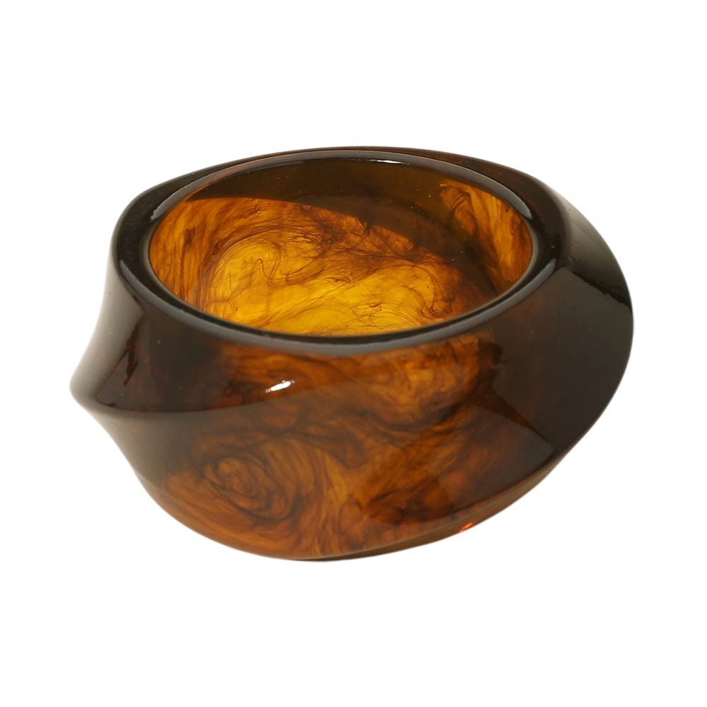 Vintage Amber Tortoise Shell Resin Chunky Bangle Bracelet Statement Jewelry