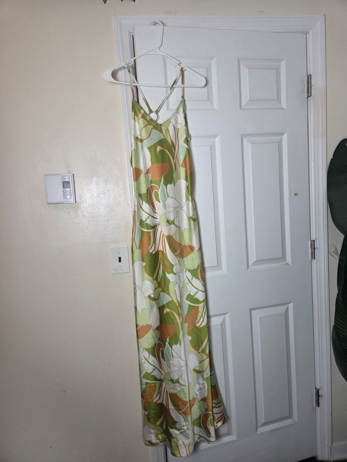 Floral Print Strappy Dress with Chain Back Detail | Summer Casual Dress US M