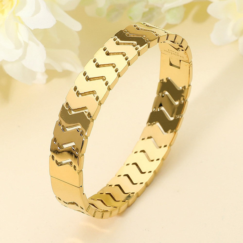 Gold Chevron Link Bracelet Men's Women's Stainless Steel V Link Jewelry Gift