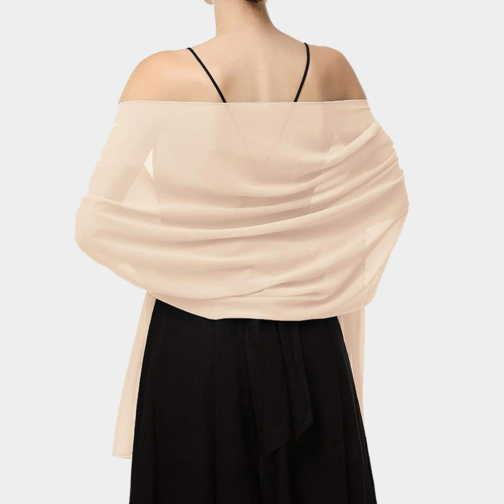 Lightweight Chiffon Shawl Scarf Wrap Dresses or Weddings Acrylic Dry Flat Beige